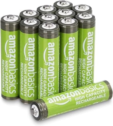 Amazon Basics Confezione da 12 batterie AAA NiMH ricaricabili ad alta capacità, 850 mAh, 1,2 V, ricaricabili fino a 500 volte, precaricate