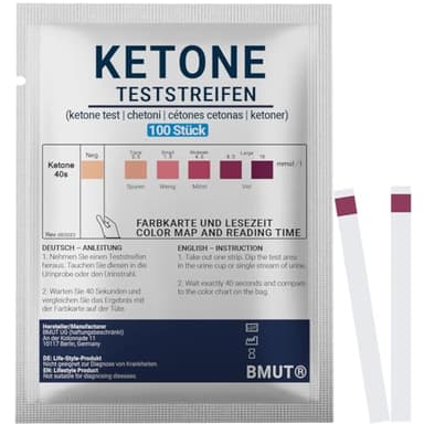 BMUT 100 strisce reattive chetosi, test chetoni, per un'efficace dieta e dieta, per urina I Ketosticks