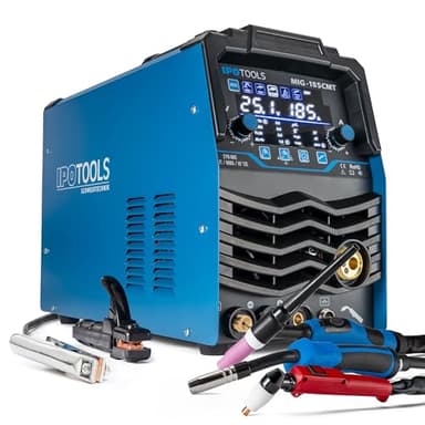 IPOTOOLS Saldatrice combinata MIG-185CMT 7 in 1 TIG MIG MAG con taglierina al plasma 45 A Synergic Inverter Saldatrice con 185 A con FLUX | MMA | 230 V | 7 anni di garanzia