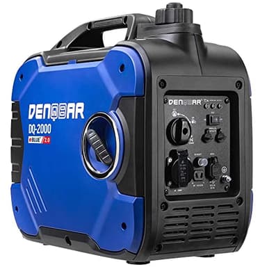 Generatore di corrente con inverter DENQBAR DQ-2000 2000W, generatore a benzina con 230V, USB Fast-Load, super silenzioso, motore a 4 tempi, portatile - Per campeggio, cantiere e emergenze
