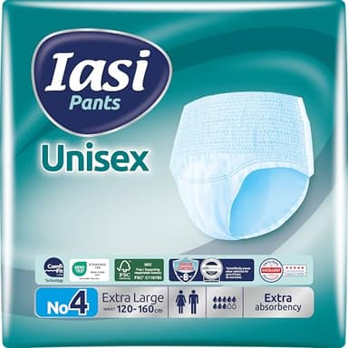 IASI Pants UNISEX Alta Protezione, 10 Mutande Assorbenti monouso, Assorbenza EXTRA, Taglia XL, 10 Unità