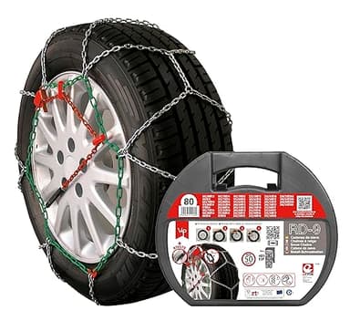 VIP RD9 - Catene da neve in metallo RD9 mm, misura 80, set 2 pezzi, guanti inclusi