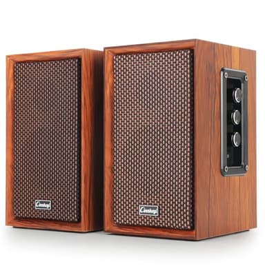 cinnkeyi 2.0 Altoparlante PC 40W in legno - Bassi potenti, Hi-Fi Stereo Sound USB/Bluetooth, audio DSP, altoparlante desktop per laptop e computer