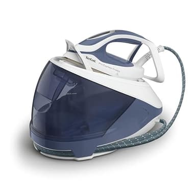 Tefal Pro Express Protect GV9225 - Ferro da stiro a vapore, 7,6 bar, quantità di vapore variabile: 140 g/min., Colpo di vapore: 550 g/min, collettore anticalcare, funzione vapore verticale, blu/grigio