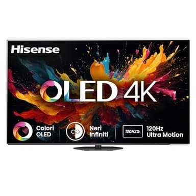 Hisense TV 55" OLED 4K 55A8DN, Smart TV VIDAA U8, Dolby Vision IQ, HDR 10+ Adaptive, 120Hz Game Mode PRO, Dolby Atmos, Alexa Built-in, VIDAA Voice, Tuner DVB-T2/S2 HEVC 10, lativù 4K, 55'', 2025 OLED