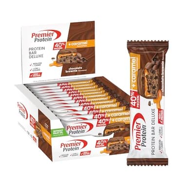 Premier Protein Bar Deluxe Chocolate Brownie 12x50g - Alte proteine a basso contenuto di zuccheri + Carboidrati ridotti + Senza olio di palma