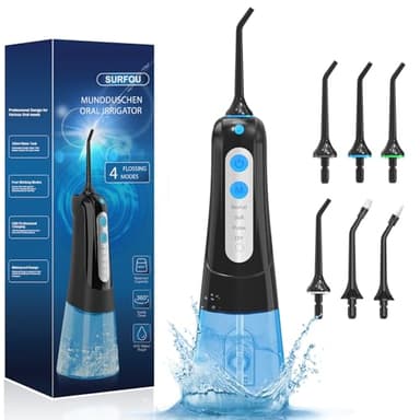 SURFOU Idropulsore Dentale Portatile Oral Idrogetto per Pulizia Denti, Professionale Elettrico Water Flosser Irrigatore Orale Doccia con Pulitore Getto Acqua, Idropulsore da Viaggio Idropulitore