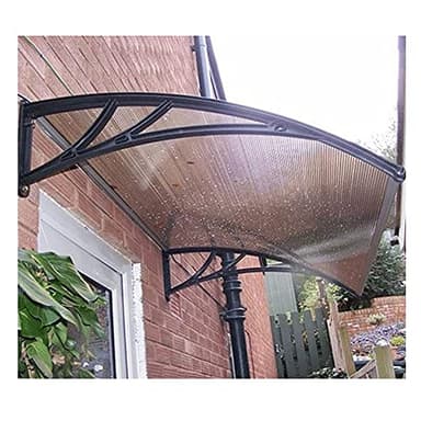 Pensilina per portico con copertura in vero vetro, per esterni, colore nero, 60 x 120 cm