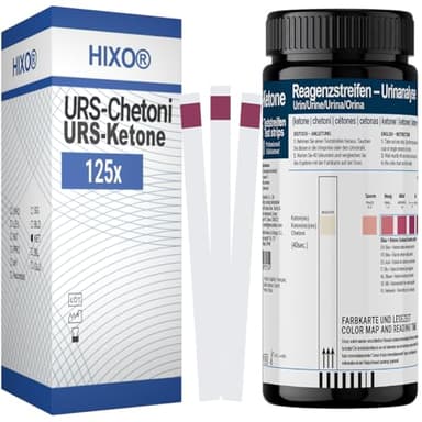 125x Strisce reattive per chetoni in provetta – risultati della misurazione della chetosi – per nutrizione e dieta chetogenica I Ketosticks urina