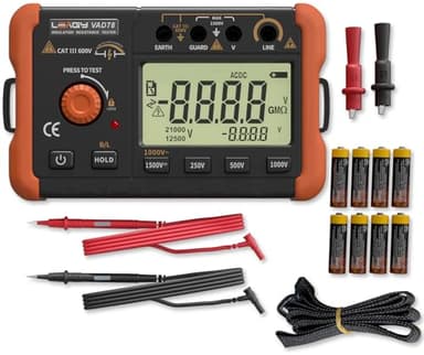 LEAGY VAD78 Tester di resistenza di isolamento digitale - Megohmmetro di precisione per test di tensione DC/AC (20-1500V, 20-750V) e misura della resistenza (0-5000 megaohm)
