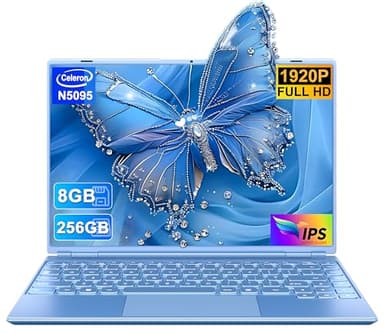 2026 PC Portatile 14 Pollici Win11 Pro Celeron N5095 Computer Portatile 8GB RAM 256GB SSD TF 1TB LPDDR4 1920*1200 Laptop Type-C USB 3.0 Mini HDMI Widevine L1 Con il Topo Tastiera Film Italiana - Blu
