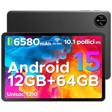 DOOGEE Tab A9 Android 15 Tablet 10 Pollici, 12(3+9) GB RAM + 64GB ROM (TF 2TB), 6580mAh Batteria, 5G+2.4G WiFi, 1280 * 800 IPS, BT5.0, 5MP+8MP, Tablet in Offerta Unisoc T310 Quad Core/OTG/Face Unlock