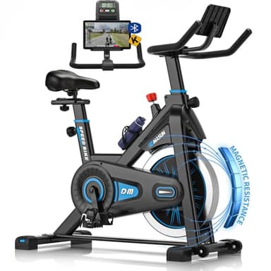 DMASUN Cyclette, cyclette, cyclette, bicicletta con resistenza magnetica, silenziosa e stabile, ergometro con app compatibile e monitor LCD, migliore per interni, portata 180 kg