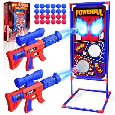 Tiro Bersaglio Giochi Bambino 3 4 5 6 7 8 9 Anni, 2 Pistole Air con Mira|4 Bersagli|24 Palline Schiuma, Giocattolo Gioco Bambini Giochi Esterno Giardino Regalo Bambino 3-10 Anni Maschio di Pasqua