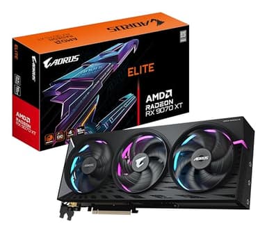 Gigabyte AORUS Radeon RX 9070 XT ELITE 16G Scheda Grafica - 16 GB GDDR6, 256 bit, PCI-E 5.0, 3100 MHz Frequenza Base, 2 x DisplayPort, 2 x HDMI, GV-R9070XTAORUS E-16GD