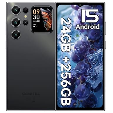 OUKITEL C62 Pro Smartphone Android 15, 24GB+256GB/1TB Telefono Cellulare, 6.88'' &1.81'' Rear Display Telefono, 5150mAh Cellulare,13MP Smartphone Gaming, Octa Core, 4G Dual SIM/NFC/Fingerprint, Nero