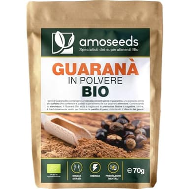 Guaranà in polvere Bio 70g | Paullinia cupana | Controllo del Peso, Energia, Focus Mentale | 100% Naturale, Puro e Vegano | Qualità Superiore