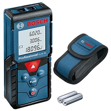 Bosch Professional Metro Laser Distanziometro Laser GLM 40 (con funzione di memorizzazione, campo di misurazione: 0,15 – 40 m, 2 pile da 1,5 V, custodia protettiva)