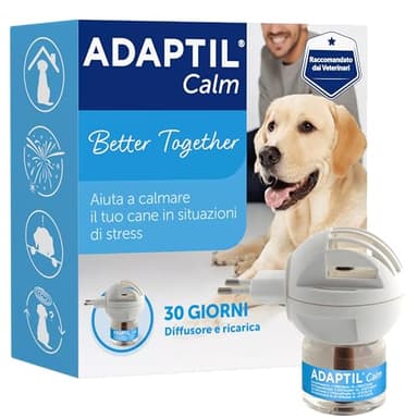 ADAPTIL® Calm – Calmante per Cani Diffusore + Ricarica da 48 ml - Feromoni Tranquillanti Antistress per Cani Iperattivi, Ansiosi, Rilassamento per Cani Momenti Stressanti