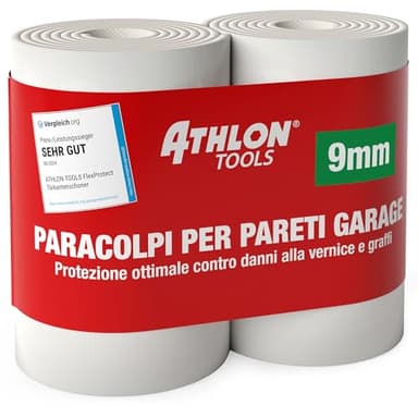 ATHLON TOOLS 2 Protezioni delle pareti del Garage FlexProtect, Lunghe 2 m ciascuna, Protezione Estremamente Spessa per Il Bordo della portiera di autovetture, autoadesiva, Idrorepellente