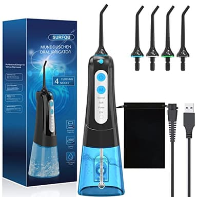 SURFOU Idropulsore Dentale Portatile Oral Idrogetto per Pulizia Denti, Professionale Elettrico Water Flosser Irrigatore Orale Doccia con Pulitore Getto Acqua, Idropulsore da Viaggio Idropulitore