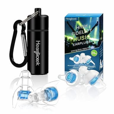 Hearprotek Tappi per le orecchie da concerto ad alta fedeltà, 20db riduzione del rumore tappi auricolari per musicisti, DJ, batteristi, percussioni (Blu)
