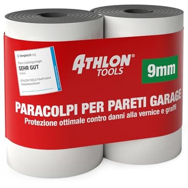 ATHLON TOOLS 2 protezioni delle pareti del garage FlexProtect, lunghe 2 m ciascuna, protezione estremamente spessa per il bordo della portiera di autovetture, autoadesiva, idrorepellente