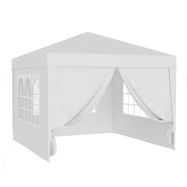 Wiltec Gazebo 3 x 3 m in bianco con protezione UV 50+, tendone da giardino con lati rimovibili, tenda da festa con finestre, ad esempio per terrazze e festival