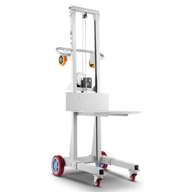 VEVOR Carrello Elevatore a Verricello, Altezza di Sollevamento di 130 cm, Carrello Elevatore a Transpallet Manuale con Capacità di 181,43 kg, con Ruote e Piastra Regolabile di Sollevamento