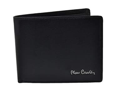 Pierre Cardin Portafoglio uomo nero in pelle con portamonete e patta A5524