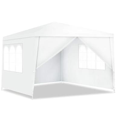 COSTWAY Gazebo da Giardino 3 x 3 m, Gazebo da Esterno Impermeabile con 4 Pareti Rimovibili, Finestre Trasparenti e Struttura in Metallo, Tendone per Feste, Barbecue, Giardino e Spiaggia (3 x 3 m)