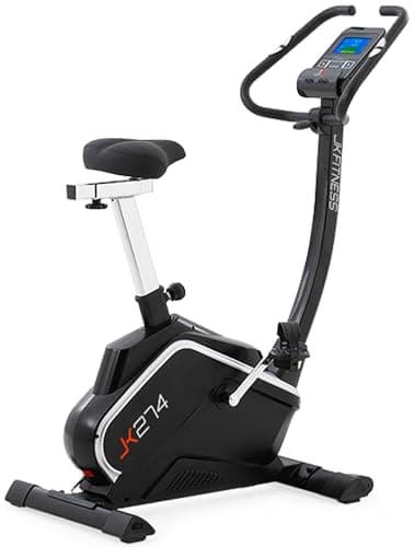 JK FITNESS Cyclette Elettromagnetica JK 274 | Volano 12 kg | 16 Livelli di Resistenza | Bike Fitness App Zwift e Kinomap | Display LCD a Colori | Sella Ergonomica Regolabile | Programmi Cardio e HRC