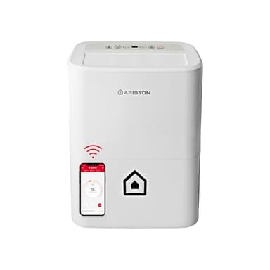 Ariston DEOS 16S NET Wifi - Deumidificatore Casa Muffa Portatile 16L/24h con Ruote, Bagno e Ambienti Fino 44㎡ Assorbi Umidità 24,5x35x51 - 3 Velocità e Filtro Antipolvere, Max 330w Compatibile con App
