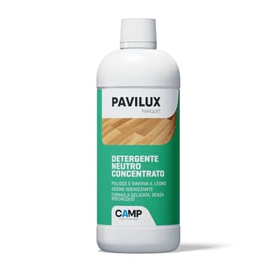 CAMP Pavilux Parquet- Detersivo Pavimenti e Parquet Igienizzante Neutro, Detergente Pavimenti Non Schiumogeno Concentrato Senza Risciacquo, Ideale per Superfici in Legno, Prodotti Pulizia Casa, 750 ml