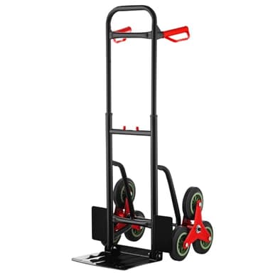 TEENO Carrello portapacchi per scale,Carrelli pieghevole,Carrello con Ruote Portatutto,Capacità di carico 150 kg,Metallo,Altezza regolabile 80 112 cm,montacarichi