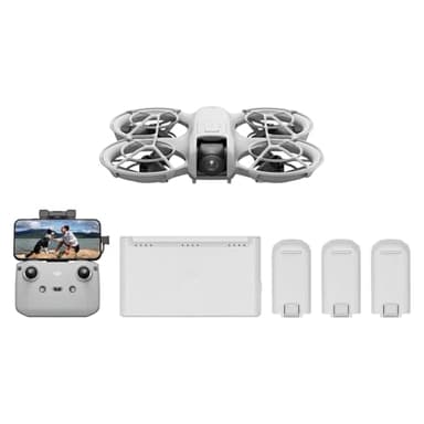 DJI Neo Combo Fly More, mini drone con fotocamera UHD 4K per adulti, 135g drone che vola da solo e ti segue, decollo dalla mano, tracciamento del soggetto, QuickShot, con RC-N3 e 3 batterie