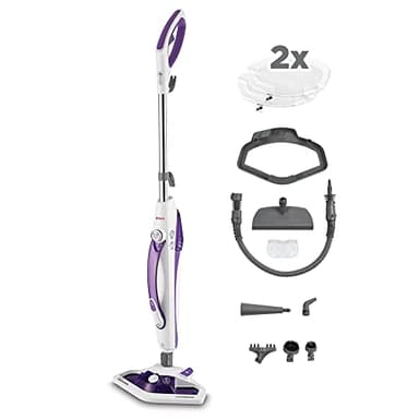 Polti Vaporetto SV440 Double, Scopa a Vapore 2 in 1 con Pulitore Portatile, Potenza Max 1500 W, 11 Accessori Inclusi, Riscaldamento in 15 Secondi, Serbatoio Estraibile, Bianco e Viola