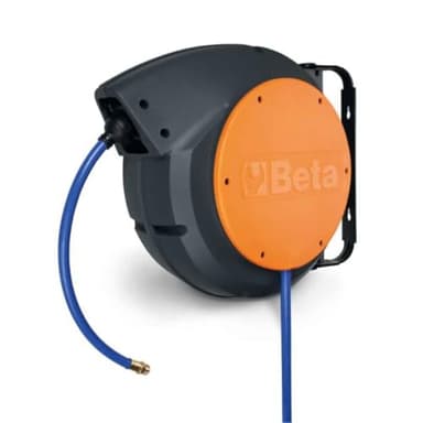 Beta 1900M8X15 - Avvolgitubo automatico per aria o acqua, struttura antiurto in plastica, tubo da 8x15 mm, supporto orientabile per uso professionale e domestico, lunghezza 15 metri