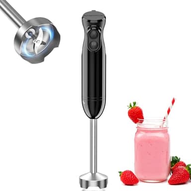 Bonsenkitchen Frullatore a Immersione 1000 W in Acciaio Inossidabile, 2 Velocità, Bacchetta per Mescolare Gli Alimenti per Bambini, Zuppe, Purea, HB3201 (nero)