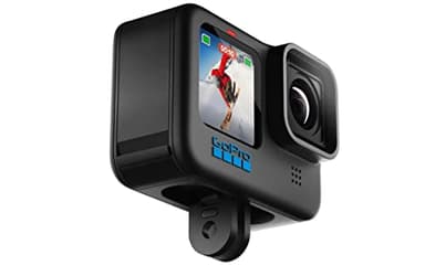 GoPro HERO10 Black - Action Camera impermeabile con LCD anteriore e schermi posteriori touch, Video Ultra HD 5.3K60, Foto da 23 MP, Streaming live 1080p, Webcam, Stabilizzazione, Nero (Black)