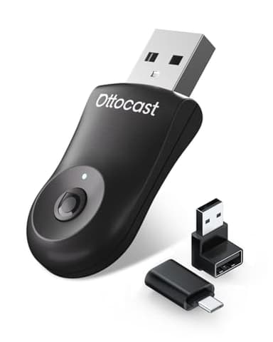 Aggiornato 2025-2-in-1 Adattatore Wireless CarPlay e Android Auto, OTTOCAST MINI compatibile con iOS 10+ e Android 11+, Converte CarPlay cablato in Wireless, Compatibile con USB-A e USB-C(Nero)