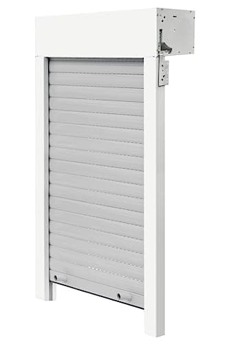 Schellenberg 20097 Set finestre con Montaggio dall'alto, 80 x 100 cm, Cassone Bianco, Profilo Tapparella Grigio