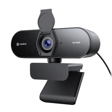 N newline Webcam PC 4K con 2 Microfoni, Full HD 1080P@60FPS, Autofocus PDAF+CDAF, 12 MP, Suono Stereo Chiaro, Correzione Automatica della Luce, USB Plug & Play, Telecamera PC per Windows MacOS