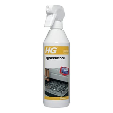 HG Sgrassatore Spray da Cucina per tutte le Superfici in Ceramica, Acciaio Inox e Alluminio, Rimuove Sporco Ostinato di Grasso e Olio, 500 ml (128050106)