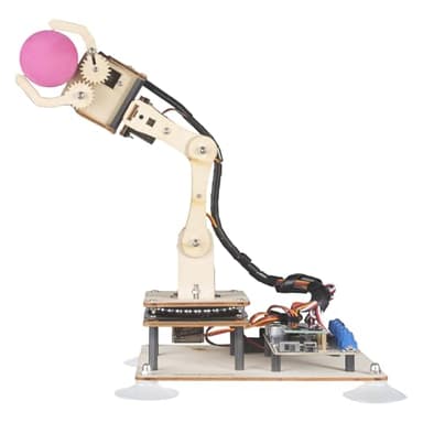 Adeept 5-DOF Robot Arm Kit Programmabile STEM 5 Assi Robotic Braccio con Display OLED Robot Fai Da Te Modello Buliding Kit Compatibile con Arduino IDE (PDF Tutorial tramite Download Link) (Legno)