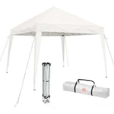Gazebo Pieghevole Richiudibile Bianco Telo in PE 160 gr/mq Impermeabile con Borsa (3x3 Metri)