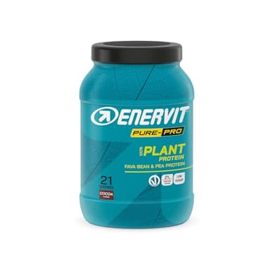 Enervit Pure-Pro 100% Plant Protein, Proteine Vegane Isolate di Pisello e Fava, 21g di Proteine 100% Vegetali per Dose, Gusto Cacao, Ideale per il Recupero Post Workout, Certificato VeganOK, 630 g