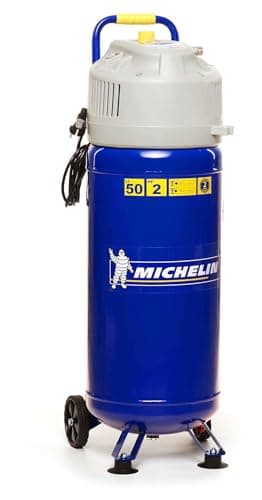 Michelin Compressore d'Aria Verticale MVX50/2, Compressore Aria Oil-Free 50 Litri, Manometro, Pressione Massima 10 Bar, Ruote per Trasporto, Potenza 2 CV