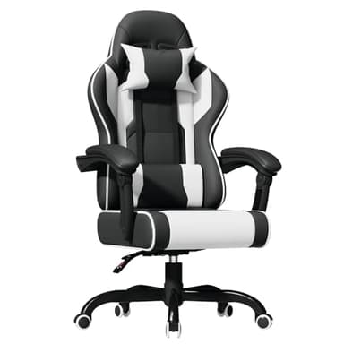 JUMMICO JETSTREAM Poltrona Gaming Ergonomica Con Poggiapiedi, Poggiatesta, Massaggio E Sollevamento Pneumatico, 150 Kg, Bianco