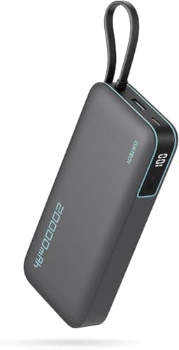 CUKTECH 45W 20000mAh Power Bank con Cavi Integrati, Ricarica Rapida Batteria Esterna con 2 Porte, Display Digitale, USB C Caricatore Portatile Caricabatterie per MacBook Air, Galaxy S23, iPhone 15 Pro